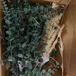 Elegant Green and Beige Faux Eucalyptus Arrangement